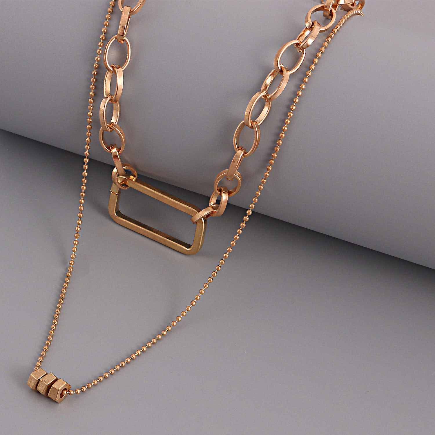 Geometric Bamboo Chained-Hollow Necklace