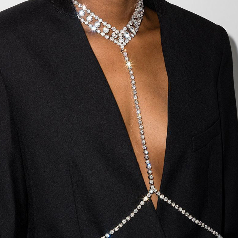 Multi-layer Rhinestone Necklace Waist Chain Ches Women