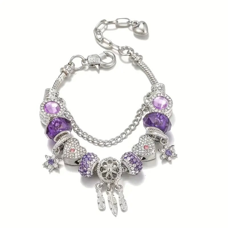 Purple Beaded Elegant Dreamcatcher Bracelet For Women