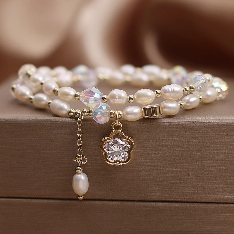 Elegant Pearl Cherry Blossom Bracelet Niche High-grade Light Luxury