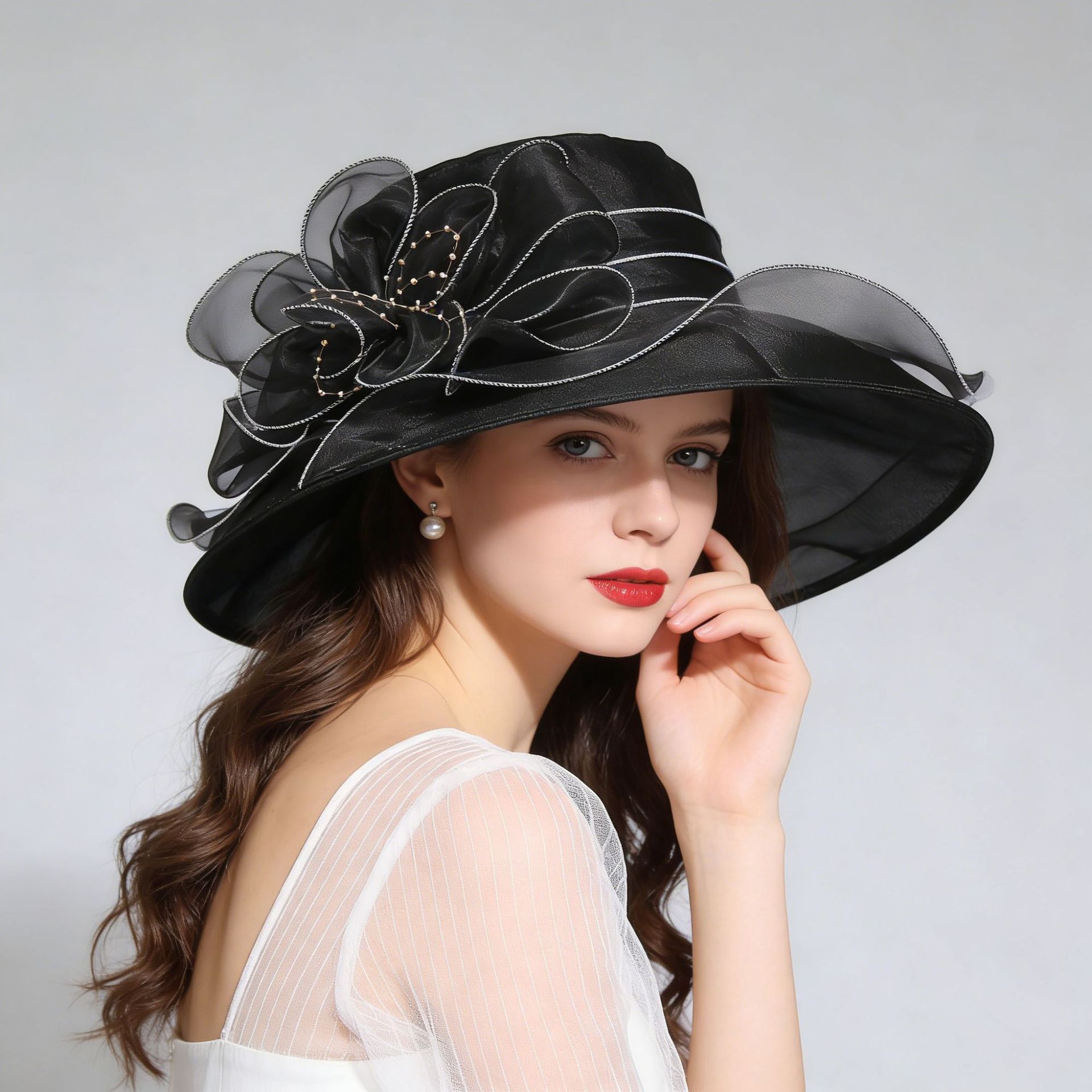 Summer Sun Protection Womens Face-Slimming Breathable Mesh Hat