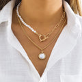 Baroque Stitching Woven Pearl Double Layer Necklace Retro