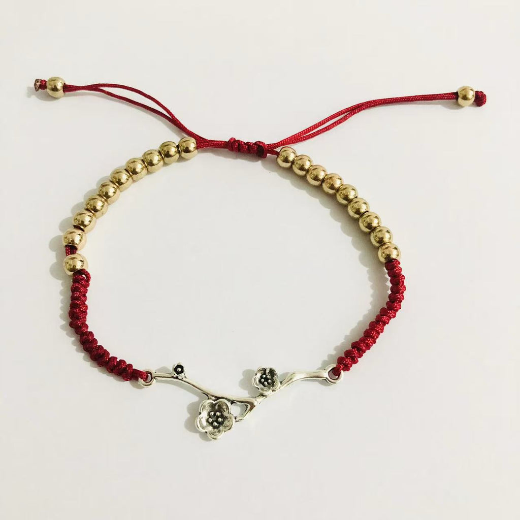Retro Rose Flower Bracelet Hand-Woven Lucky Zodiac Year Friendship Cord