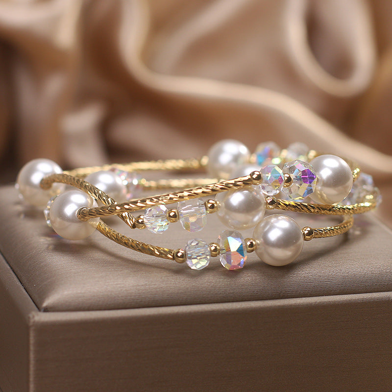 Multi-layer Winding Elegant Pearl Bracelet Women's Light Luxury