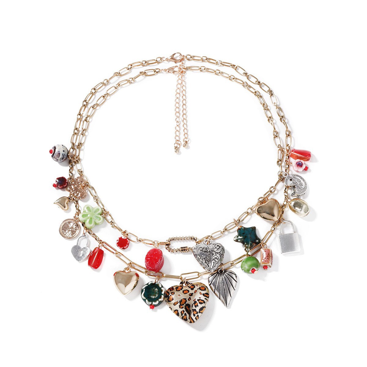 Trendy Retro Vacation Double Layer Twin Alloy Necklace