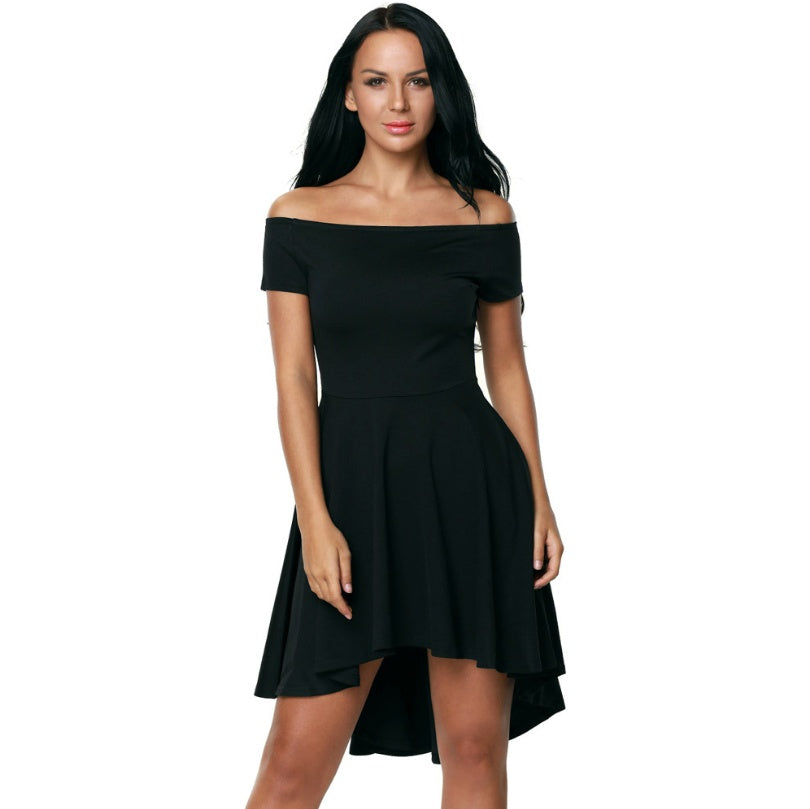 Amazon explosion sexy dress word collar short-sleeved long skirt strapless evening dress summer Europe and America women 61346