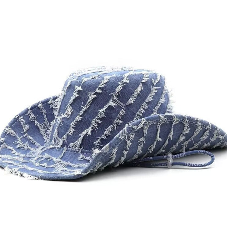 Womens Stylish Casual Denim Wide-Brim Hat For Vacation