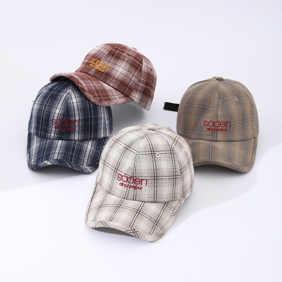 Striped Checkered Embroidered Letter Simple And Fashionable Baseball Cap Suitable For Daily Outdoor Outings And Travels