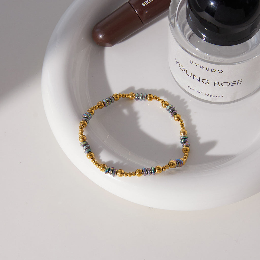 Color-Block Stainless Steel Spring Bracelet