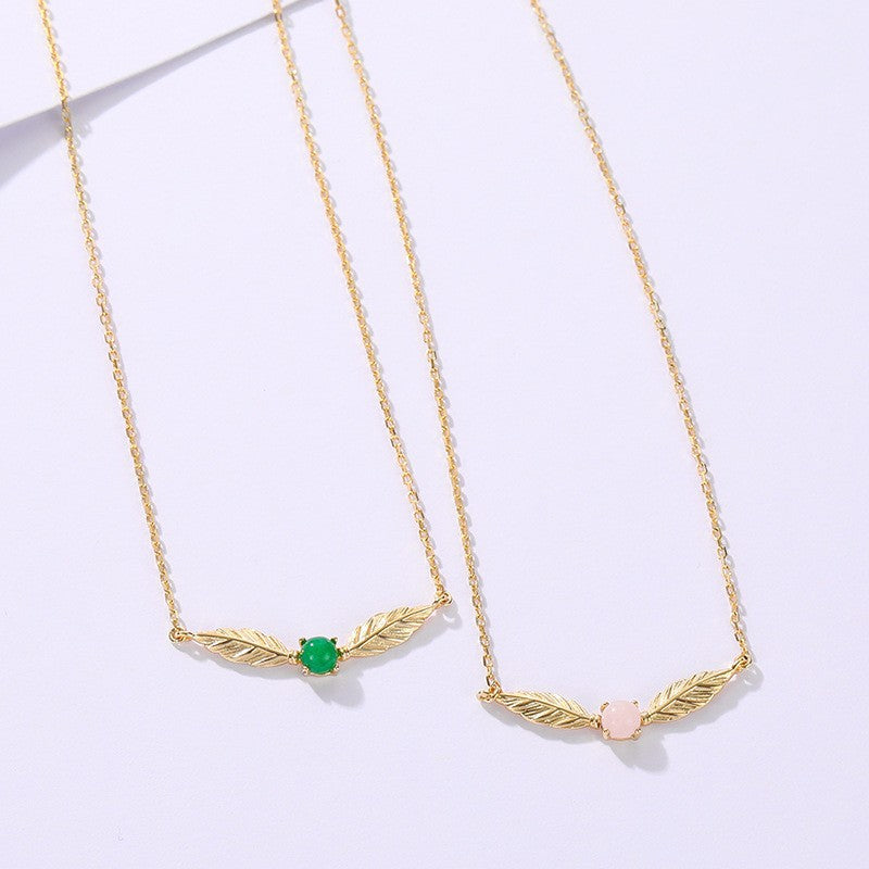 Women's Gem-inlaid Angel Wing Necklace