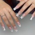 Wear Nail Finished White French Three-dimensional Butterfly Diamond
