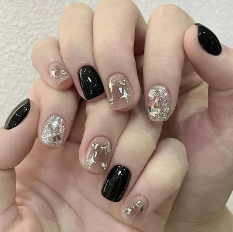 Short T Cat Eye Butterfly Removable Nail Patch Finished Product