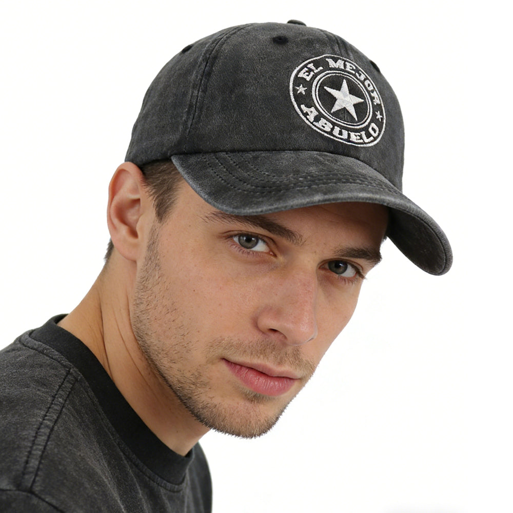 2pcs El Mejor Abuelo Hat For Men Women, Adjustable Embroidered Wash Cotton Baseball Cap