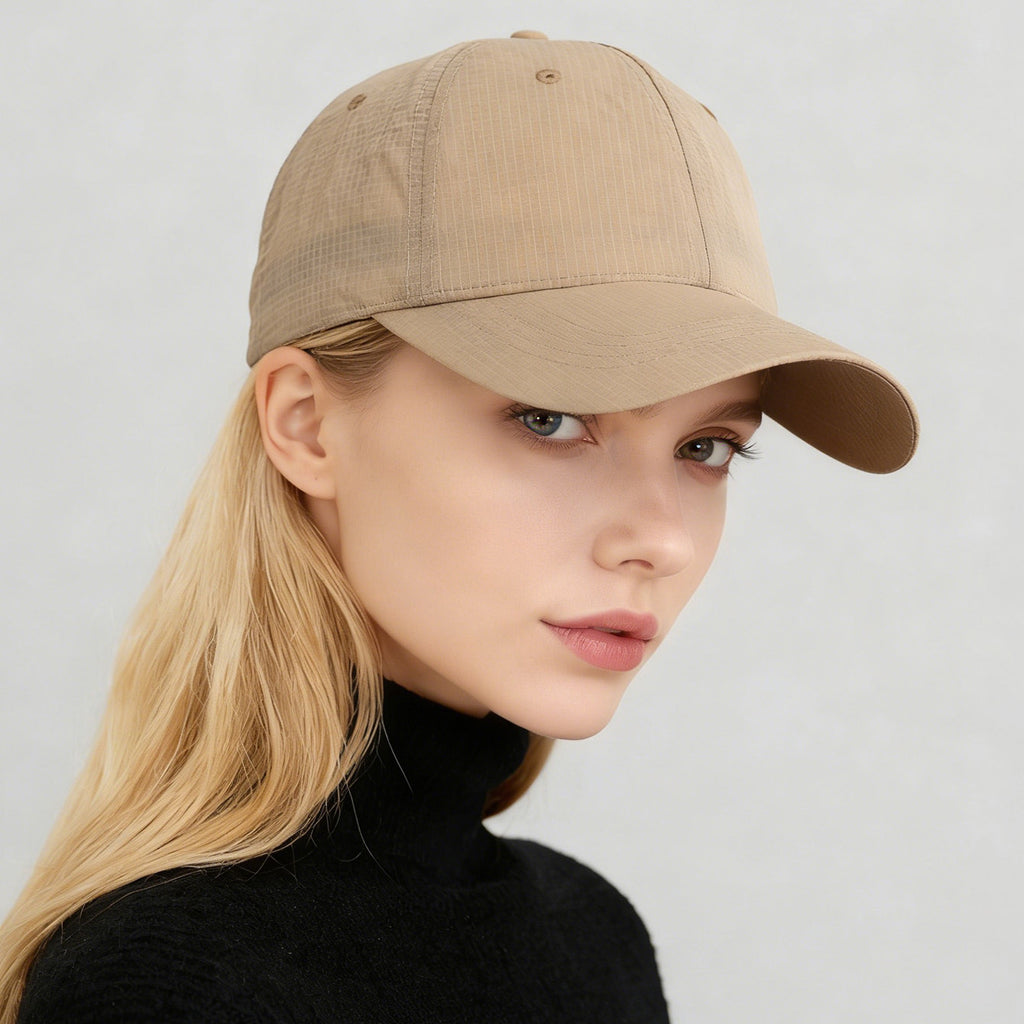 Solid-color Light Board Grid Quick-dry Lightweight Wide-brimmed Sun Protection Stylish Versatile Baseball Cap For Daily Casual Wear, Outdoor Activities, Sports, Running
