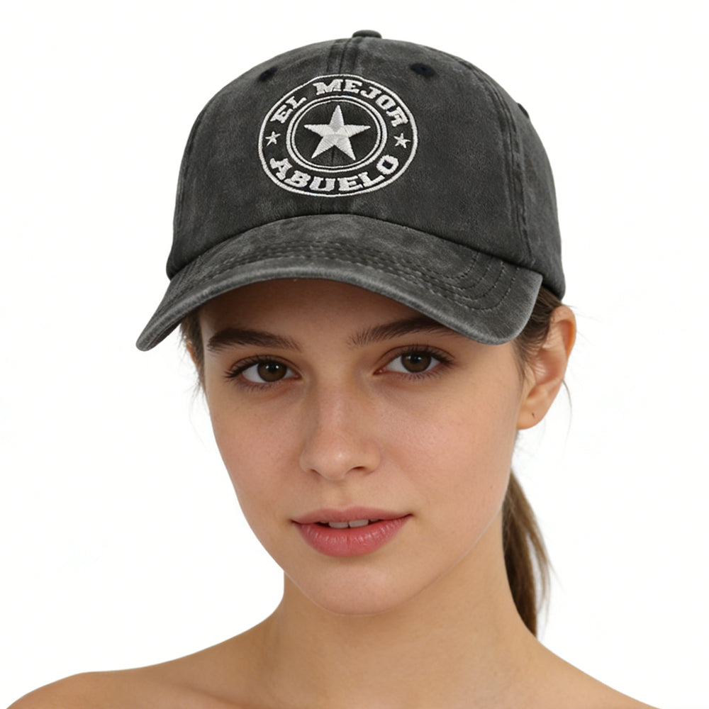 2pcs El Mejor Abuelo Hat For Men Women, Adjustable Embroidered Wash Cotton Baseball Cap