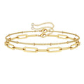 Dainty Gold Bracelets For Women, 14K Gold Filled Adjustable Layered Bracelet Cute Evil Eye Oval Chain Pearl Bar Turtle Gold Bracelets For Women Jewelry