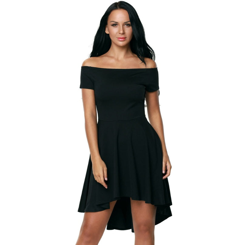 Amazon explosion sexy dress word collar short-sleeved long skirt strapless evening dress summer Europe and America women 61346