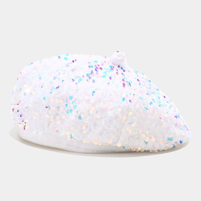 New FallWinter Sequined Trendy Versatile Personalized Pumpkin Hat For Women