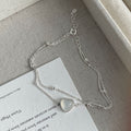 Double-layered White Chalcedony Heart Bracelet