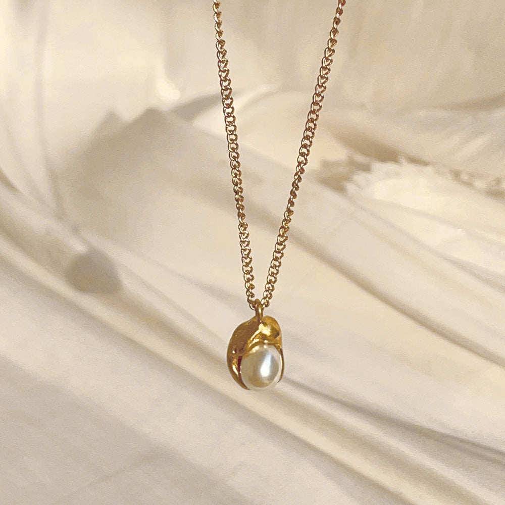 Light Luxury Pearl Shell Necklace Ring Suit Color Retention