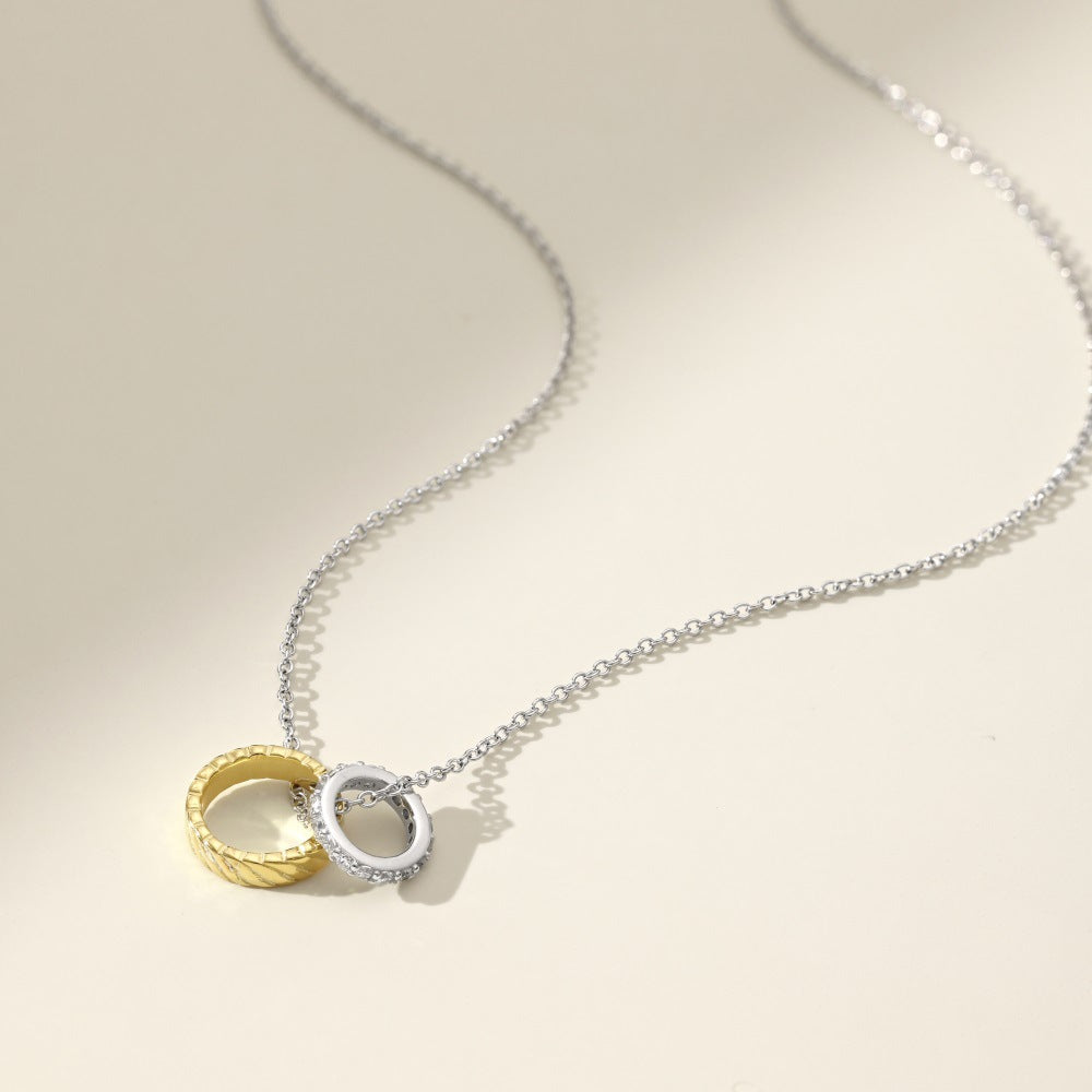 S925 Sterling Silver Temperamental Necklace Female Inlaid Zircon Japanese And Korean