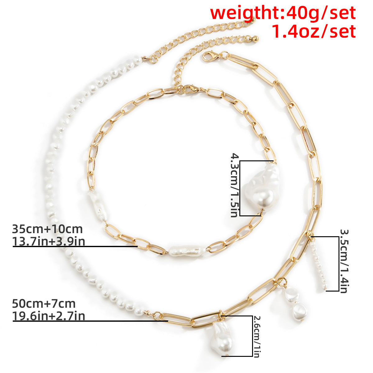 Baroque Shaped Pearl Irregular-chained Necklace
