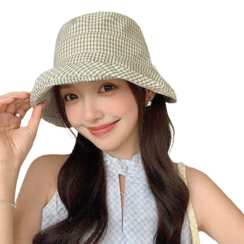 Curved-brim Plaid Fisherman Womens Vacation Sun Hat
