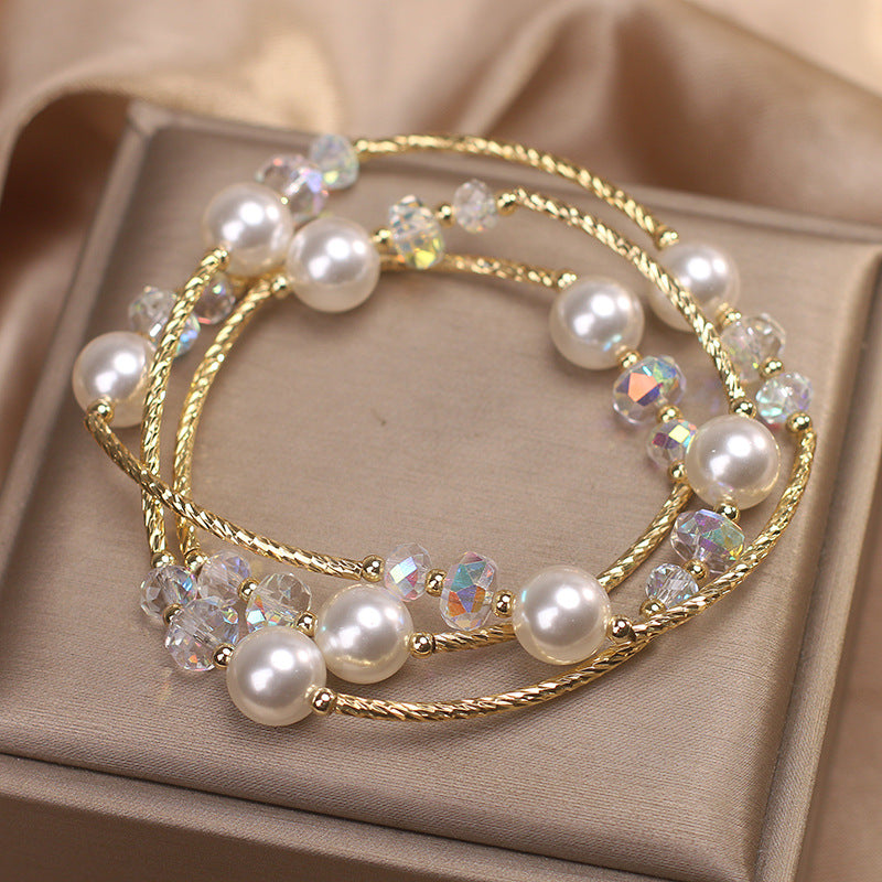 Multi-layer Winding Elegant Pearl Bracelet Women's Light Luxury