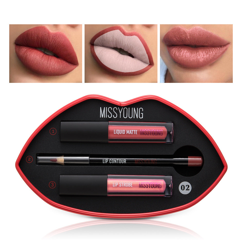 Women's Matte Pearly Lip Gloss Lipstick Pen Set