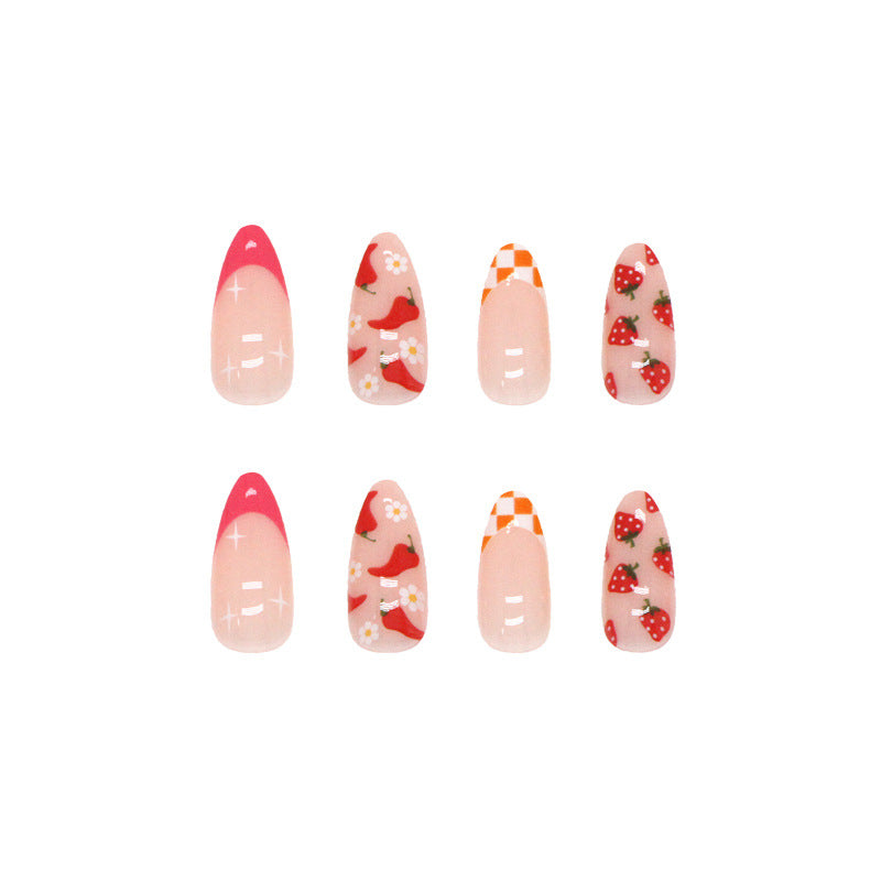 Pointed Nail Drop Shape Nail Tip Cute Fruits And Vegetables 24 Pieces Boxed