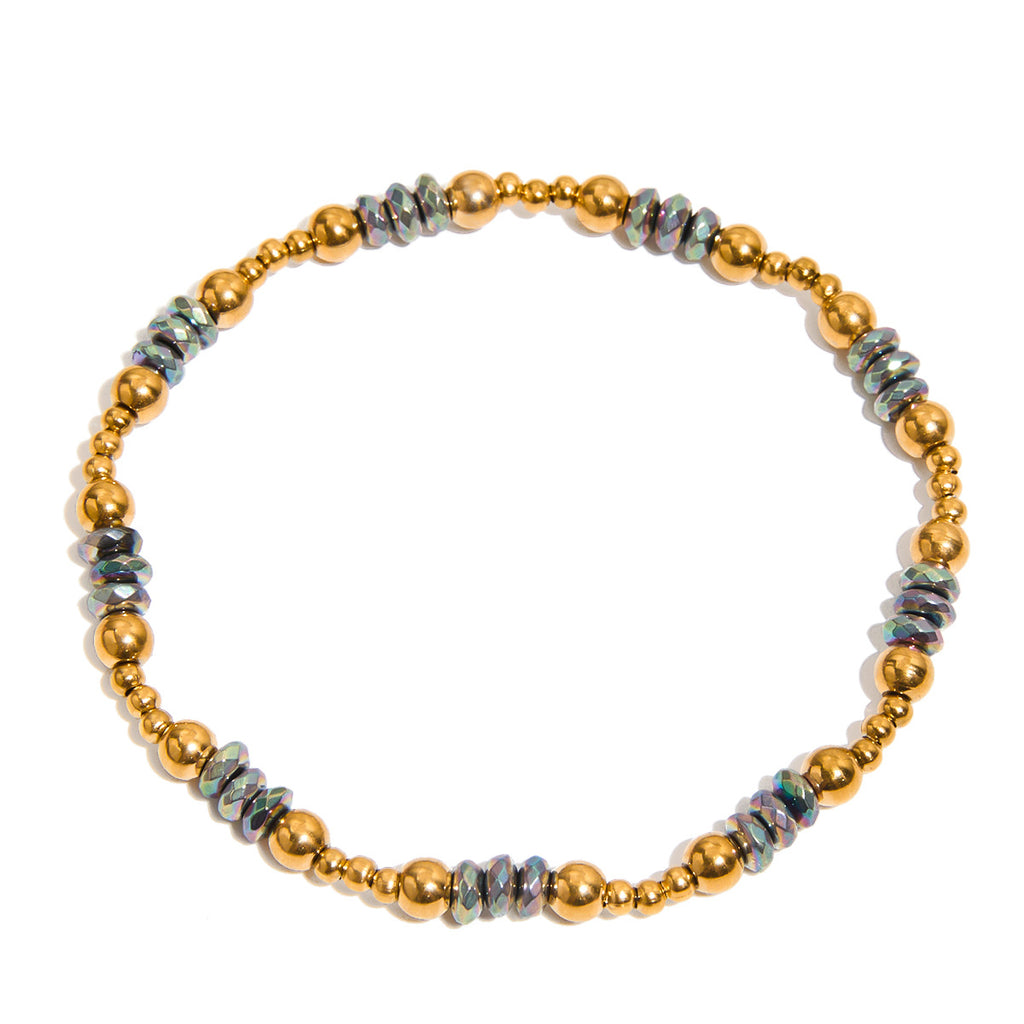 Color-Block Stainless Steel Spring Bracelet