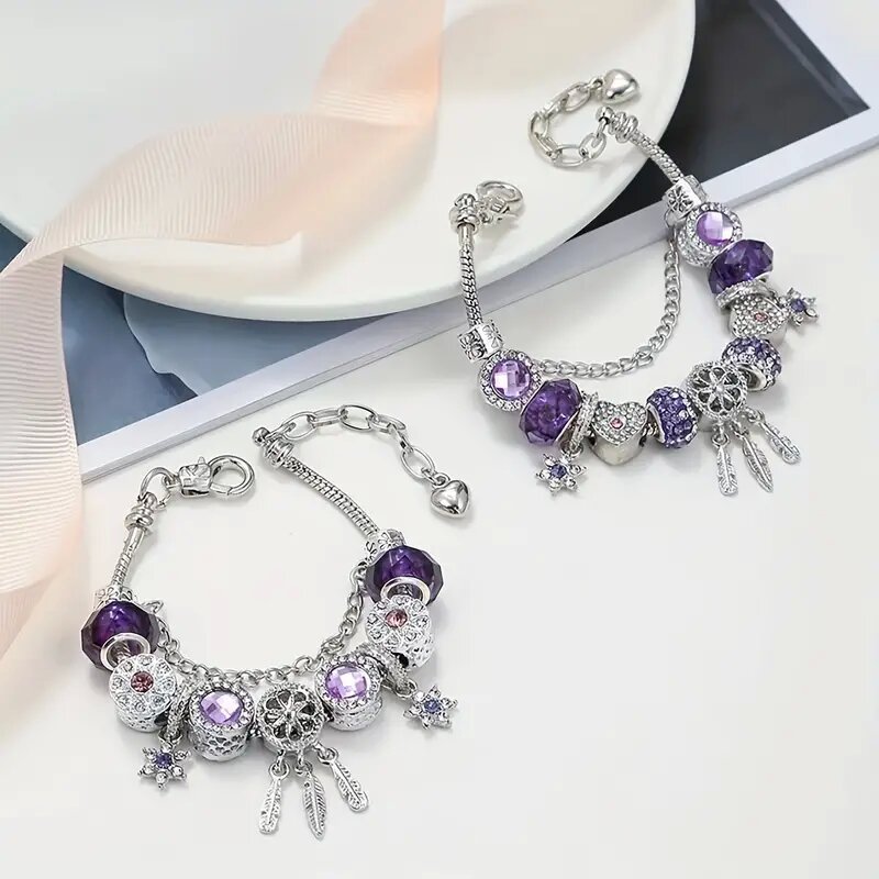 Purple Beaded Elegant Dreamcatcher Bracelet For Women