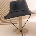 Solid-color Glossy PU Leather Windproof Wide-brimmed Sunshade, Sweet And Cool Street Style Fisherman's Hat, Daily Commuting, Outings, Shopping