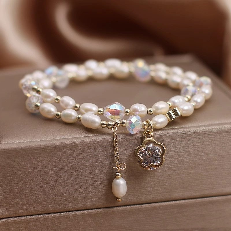 Elegant Pearl Cherry Blossom Bracelet Niche High-grade Light Luxury