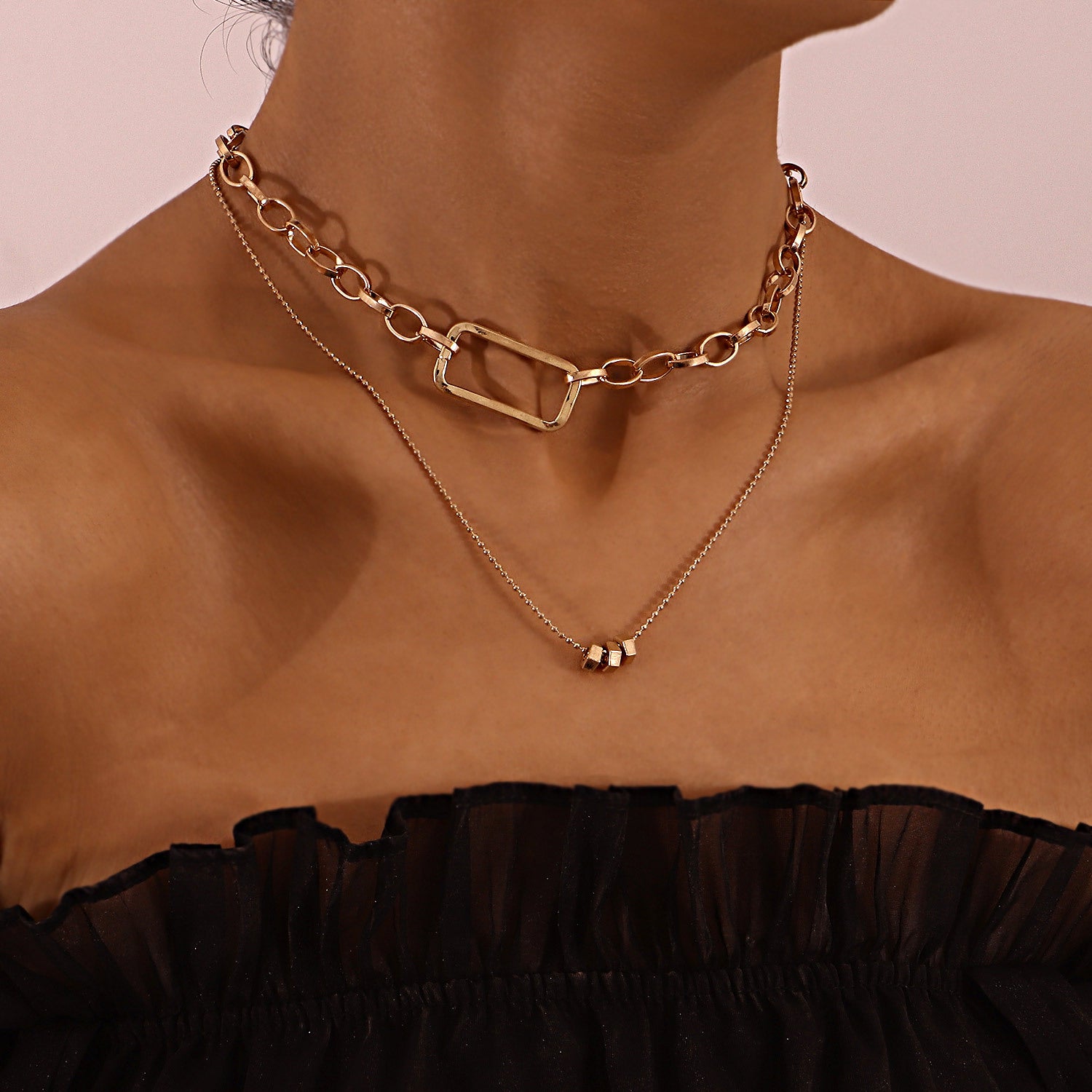 Geometric Bamboo Chained-Hollow Necklace