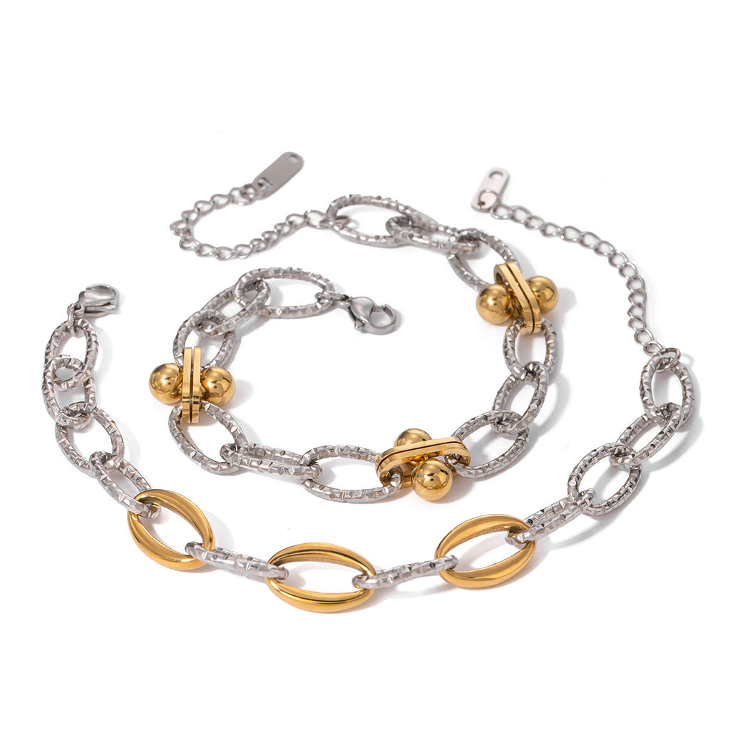 Stainless Steel Color-Block Bracelet For Women