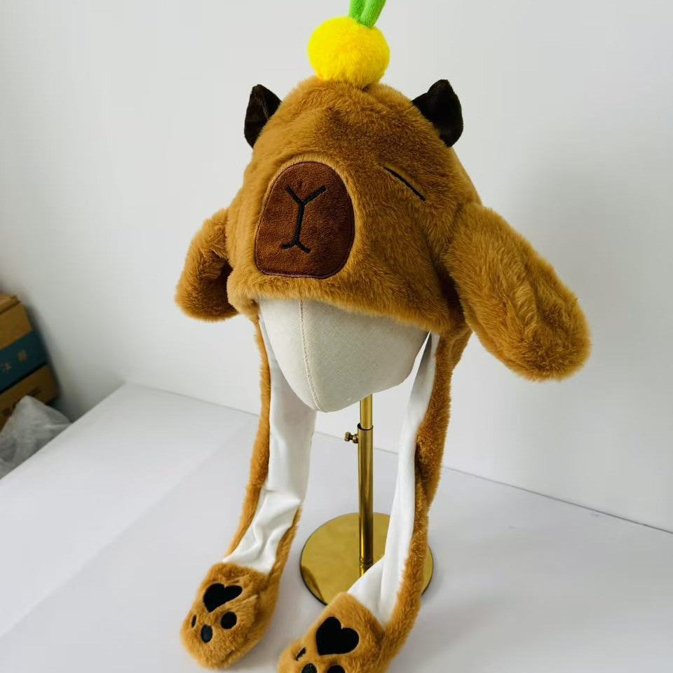 Cartoon Warm Performance Hat With Moving Ears