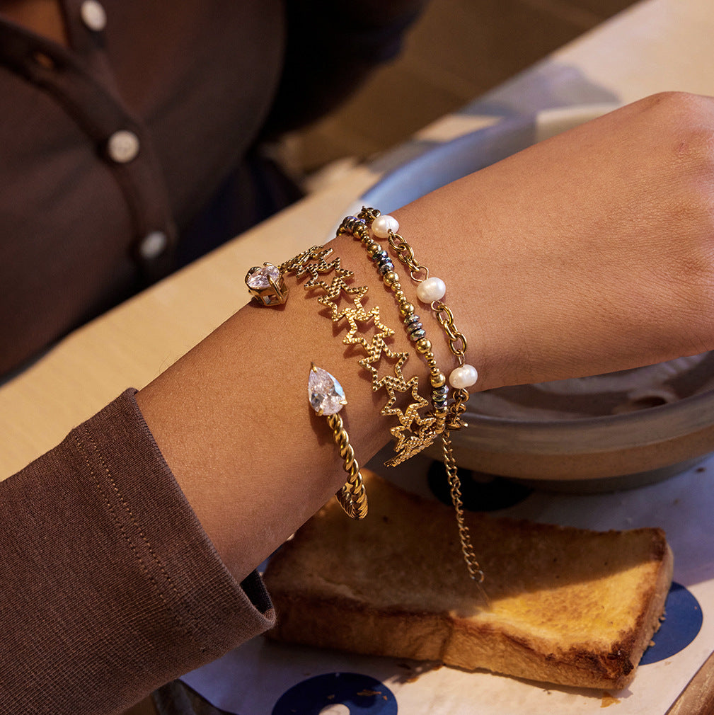 Color-Block Stainless Steel Spring Bracelet