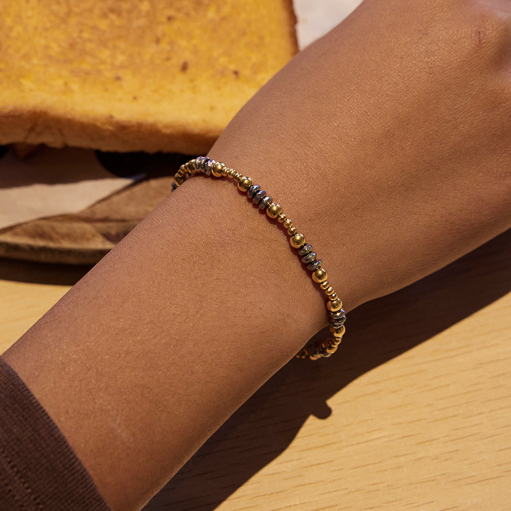 Color-Block Stainless Steel Spring Bracelet