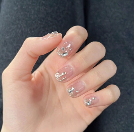 Short T Cat Eye Butterfly Removable Nail Patch Finished Product