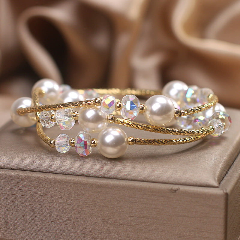 Multi-layer Winding Elegant Pearl Bracelet Women's Light Luxury