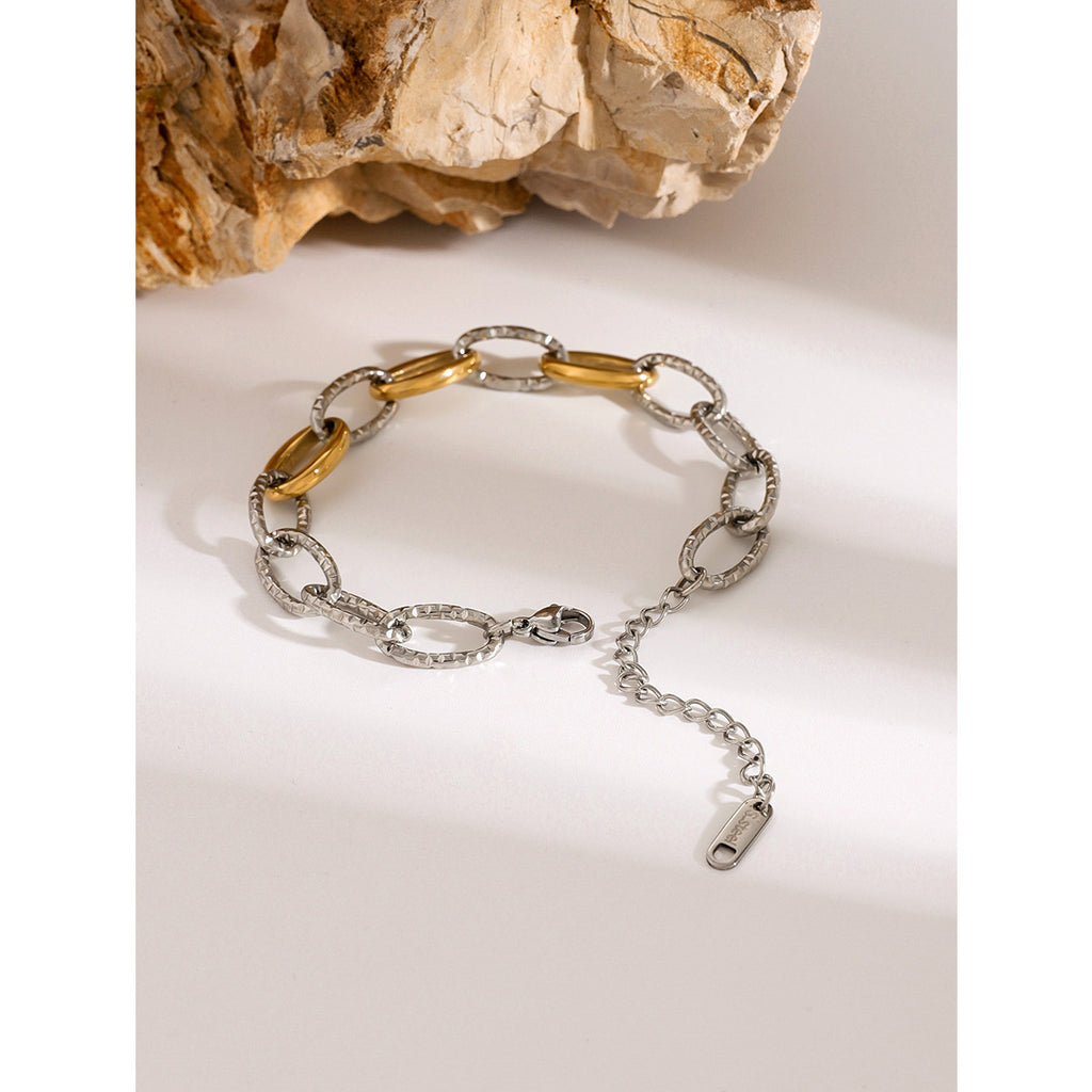 Stainless Steel Color-Block Bracelet For Women