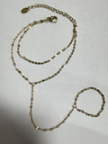 Unique Niche Lip Chain With Zircon Accents And A Double-layer Finger Chain