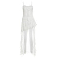 Summer French Super Fairy Pure Desire Ruffled Spaghetti Straps Dress For Women