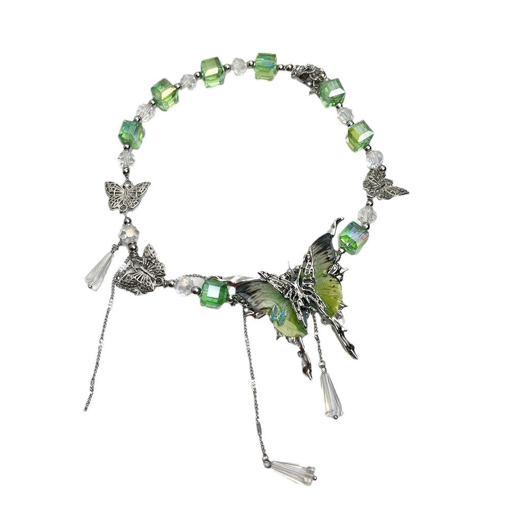 Chic Beaded Butterfly Necklace With Tassels For A Bold Glamorous Look