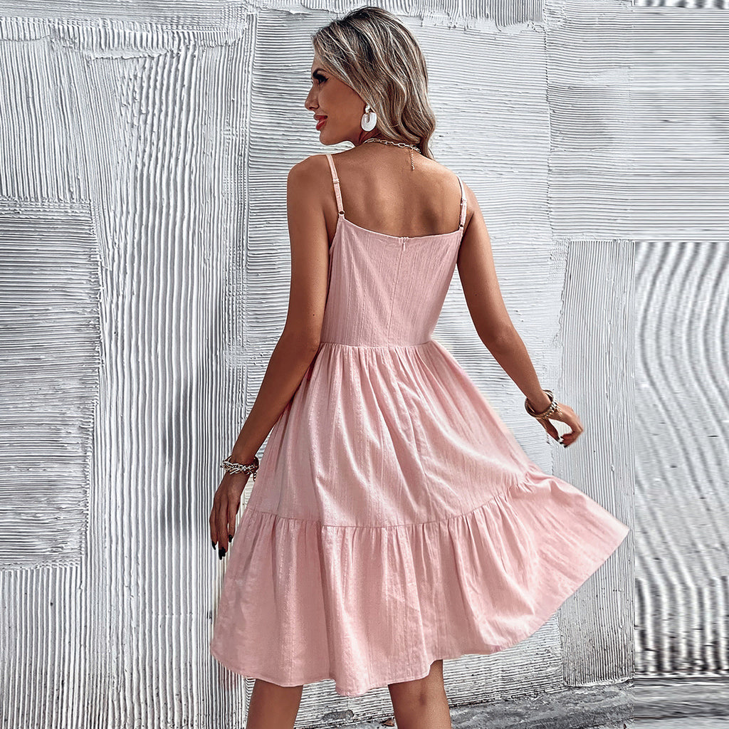 Summer New Style Suspender Skirt Lotus Leaf Skirt Holiday Style Dress Women