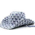 Womens Stylish Casual Denim Wide-Brim Hat For Vacation
