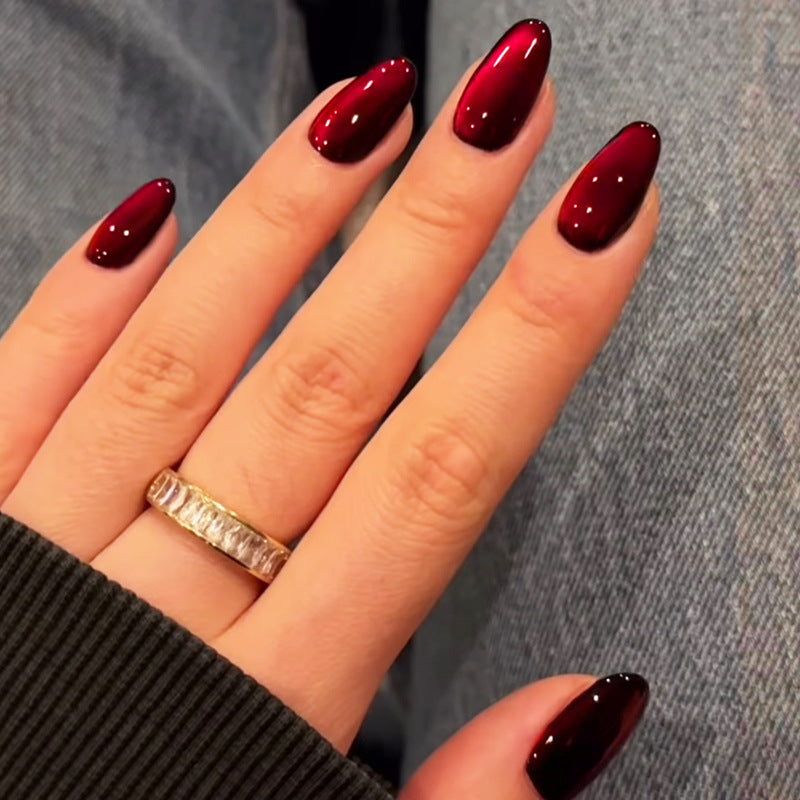 Red Cat Eye Nail Sticker Wear Nail Finished Product Removable
